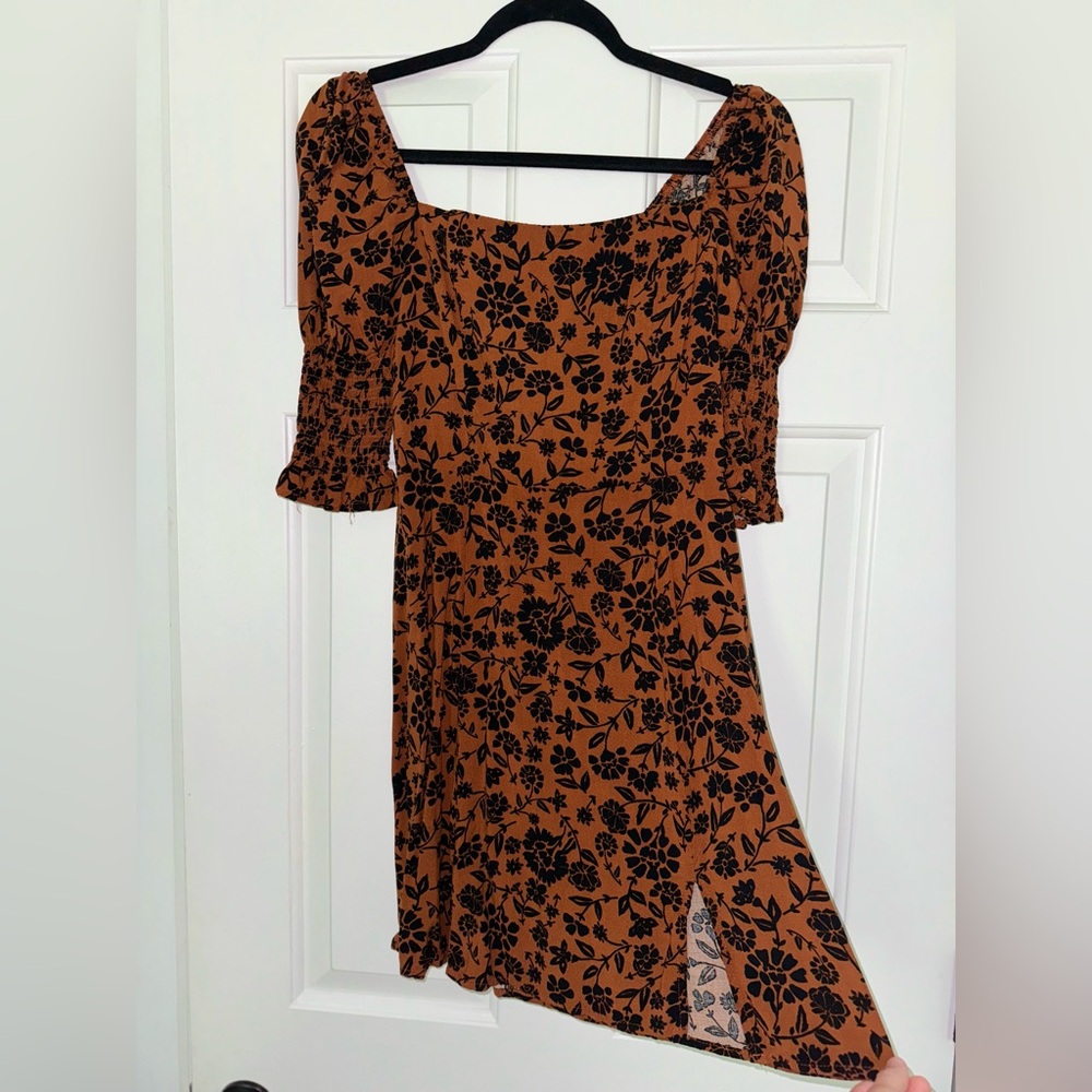 Francesca’s brown and black floral dress
